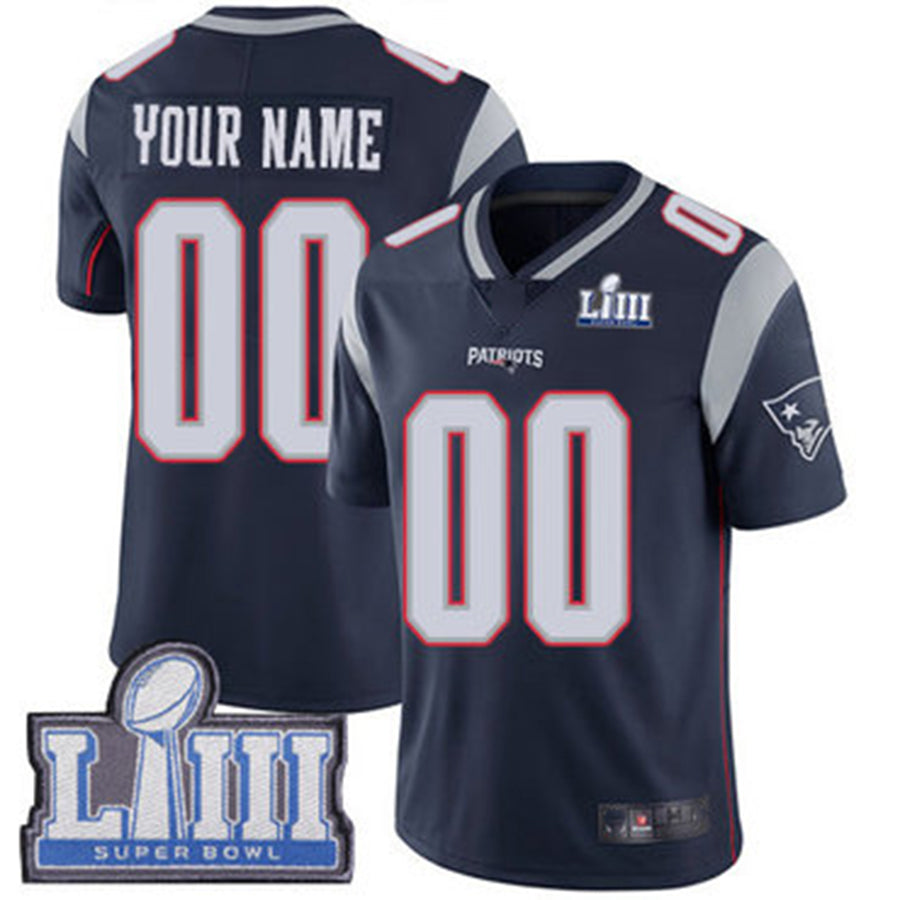 Custom NE.Patriots Vapor Untouchable Super Bowl LIII Bound Limited Navy Blue Home Jersey Stitched American Football Jerseys - Main View
