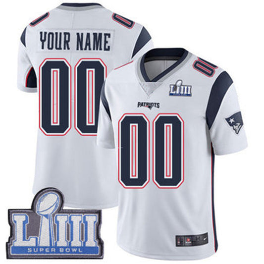 Custom NE.Patriots Vapor Untouchable Super Bowl LIII Bound Limited White Road Jersey Stitched American Football Jerseys - Main View