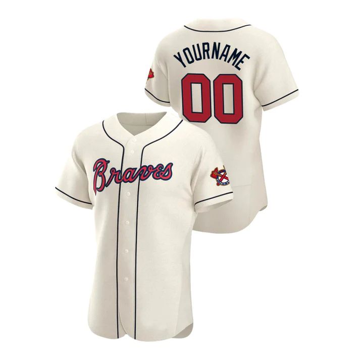 Custom Atlanta Braves Cream  Stitched  Baseball Jerseys - Main View