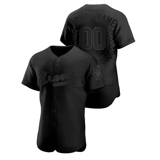 Custom Atlanta Braves Cream Black Award Collection Jersey Stitched  Baseball Jerseys - Main View