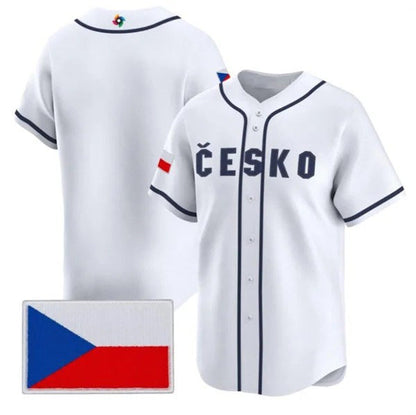 Czech Republic Baseball White 2026 World Baseball Classic Team Stitched Baseball Jersey - Main View