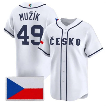 Czech Republic Baseball #49 Martin Muk White 2026 World Baseball Classic Stitched Baseball Jersey - Main View