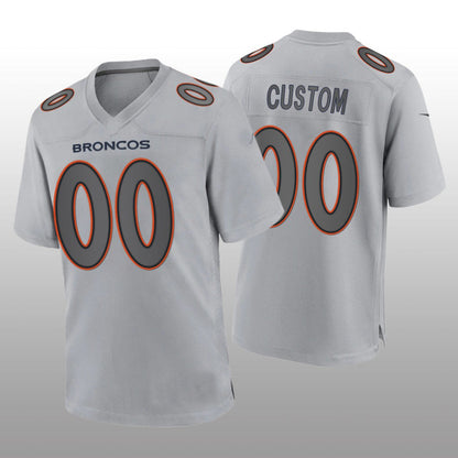 Custom D.Broncos Gray Atmosphere Game Jersey Stitched American Football Jerseys - Main View