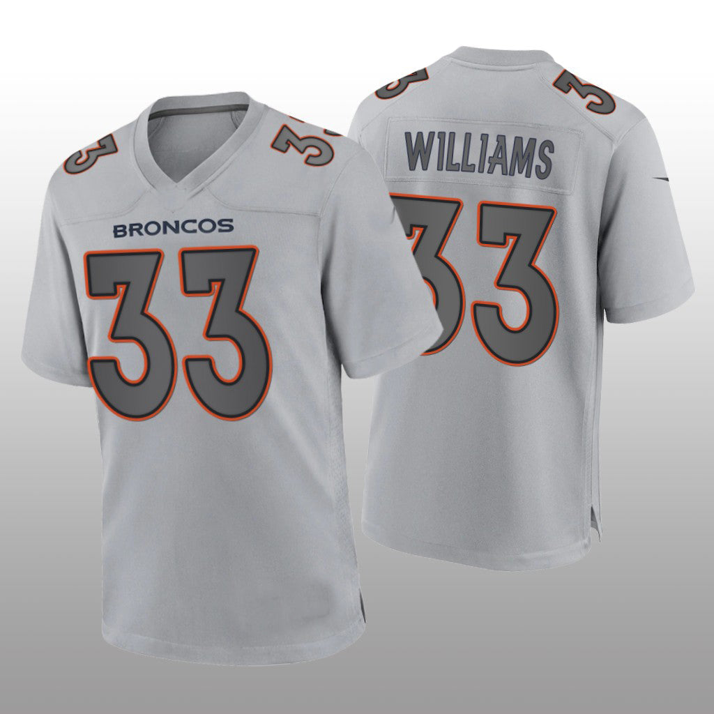 D.Broncos #33 Javonte Williams Gray Atmosphere Game Jersey Stitched American Football Jerseys - Main View