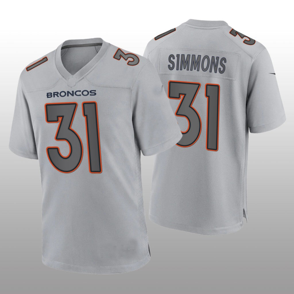 D.Broncos #31 Justin Simmons Gray Atmosphere Game Jersey Stitched American Football Jerseys - Main View