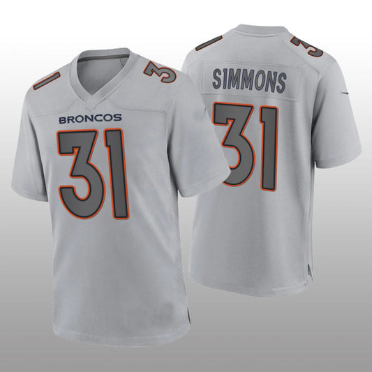 D.Broncos #31 Justin Simmons Gray Atmosphere Game Jersey Stitched American Football Jerseys - Main View