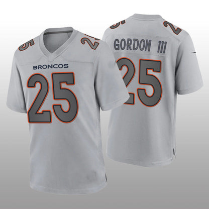 D.Broncos #25 Melvin Gordon III Gray Atmosphere Game Jersey Stitched American Football Jerseys - Main View
