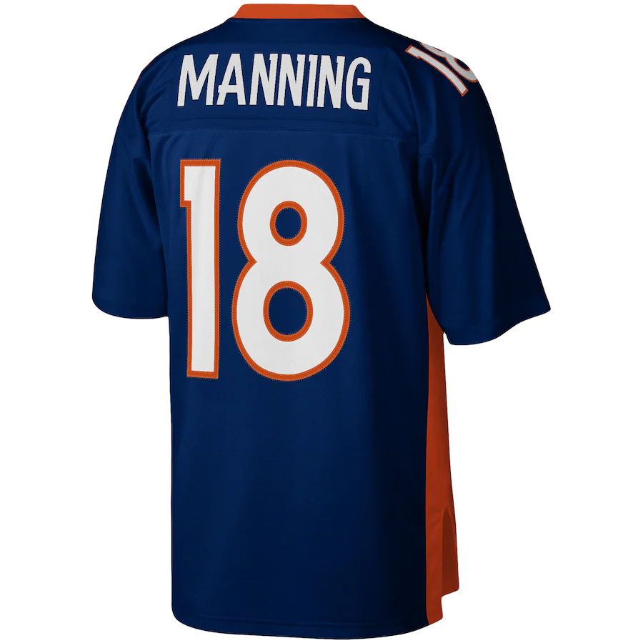 D.Broncos #18 Peyton Manning Mitchell & Ness Navy 2015 Legacy Replica Jersey Stitched American Football Jerseys - Main View
