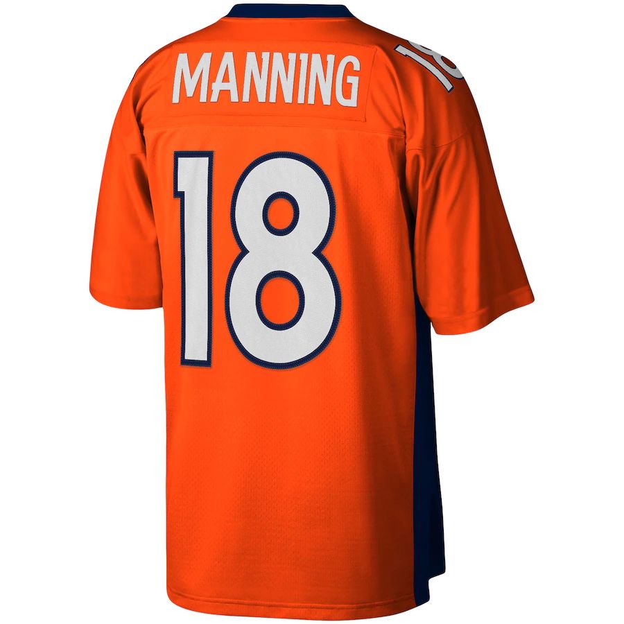 D.Broncos #18 Peyton Manning Mitchell & Ness Orange 2015 Legacy Replica Jersey Stitched American Football Jerseys - Main View