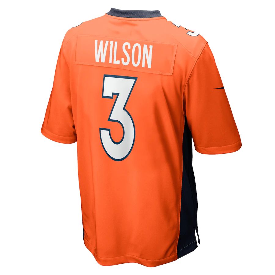 D.Broncos #3 Russell Wilson Orange Game Jersey Stitched American Football Jerseys - Main View