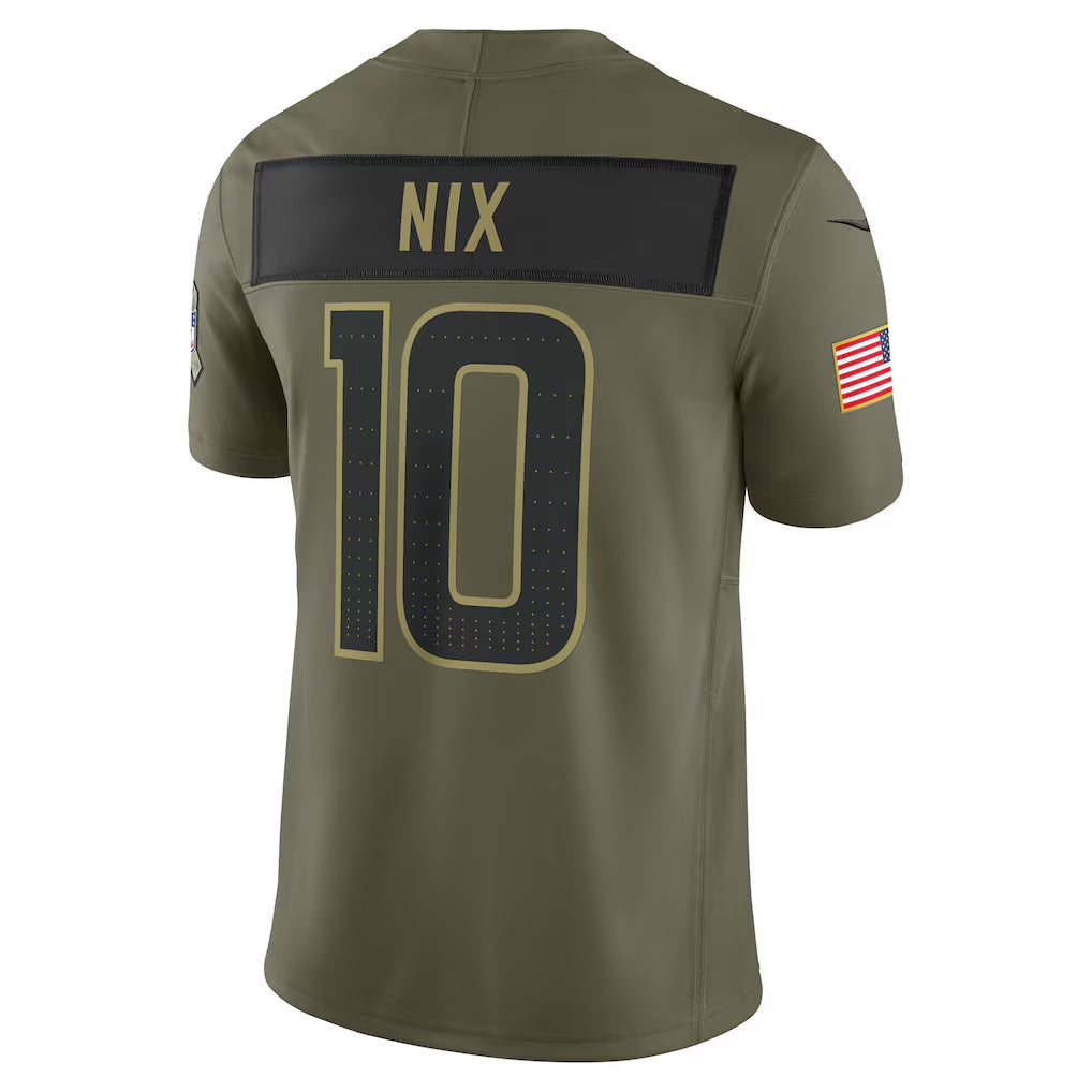 D.Broncos #10 Bo Nix Olive 2025 Salute to Service Limited American Football Jersey - Main View