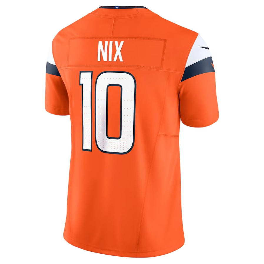D.Broncos #10 Bo Nix Orange Vapor F.U.S.E. Limited American Football Jersey - Main View