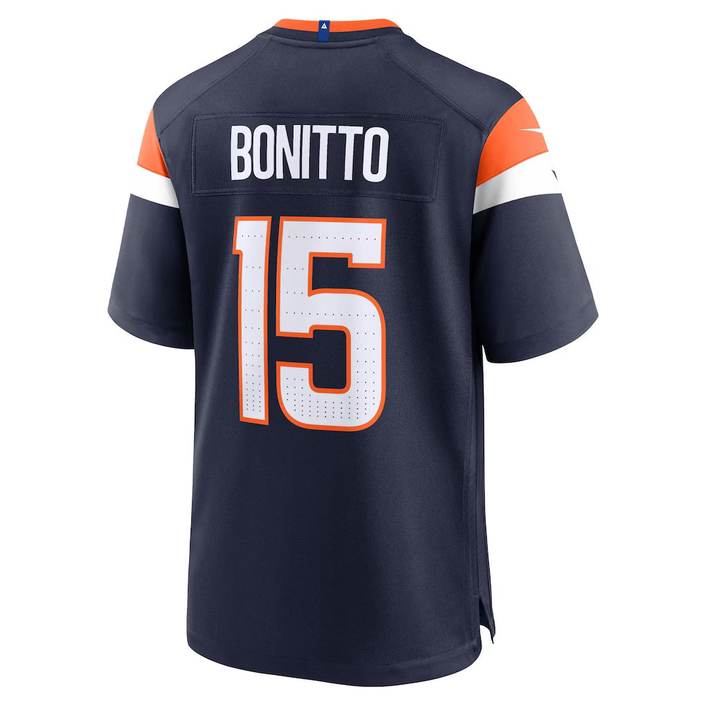 D.Broncos #15 Nik Bonitto Navy Alternate Game American Football Jersey - Main View