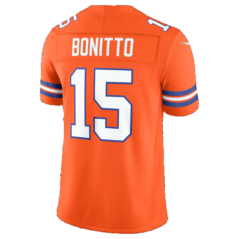 D.Broncos #15 Nik Bonitto Orange Alternate Mile High Collection 1977 Throwback Vapor F.U.S.E. Stitched Limited Football Jersey - Main View