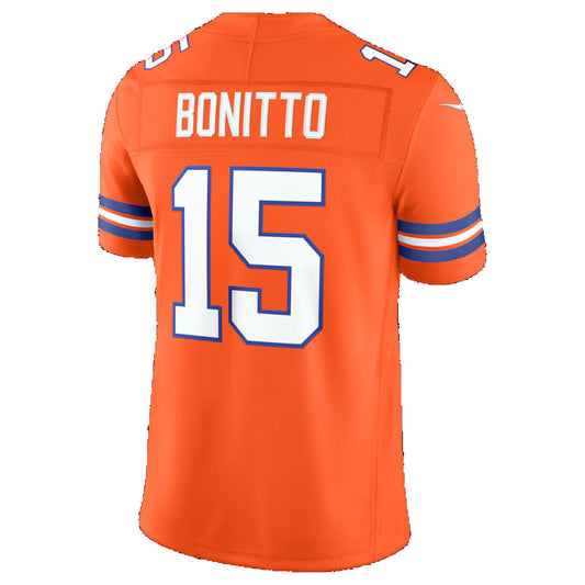 D.Broncos #15 Nik Bonitto Orange Alternate Mile High Collection 1977 Throwback Vapor F.U.S.E. Stitched Limited Football Jersey - Main View