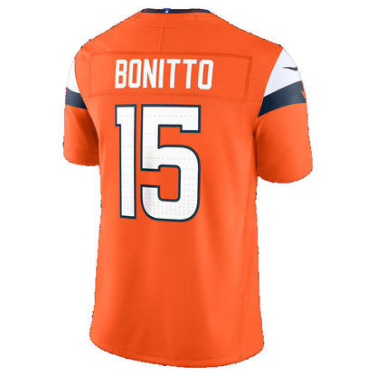 D.Broncos #15 Nik Bonitto Orange Team Vapor F.U.S.E. Stitched Limited Football Jersey - Main View