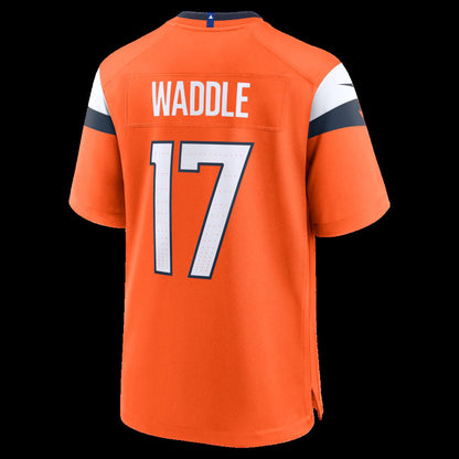 D.Broncos #17 Jaylen Waddle Orange Game Stitched American Football Jerseys - Main View