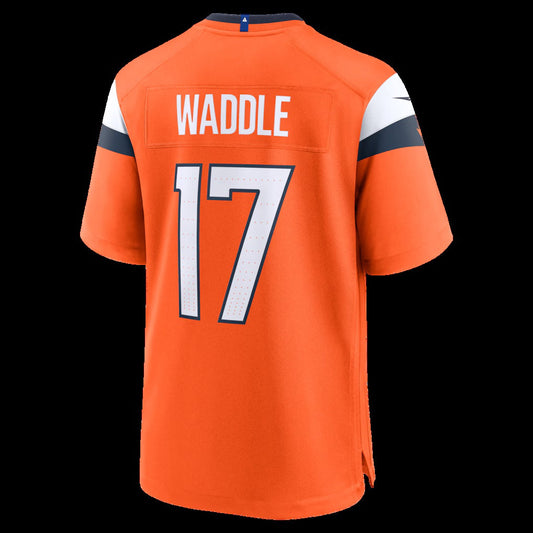 D.Broncos #17 Jaylen Waddle Orange Game Stitched American Football Jerseys - Main View