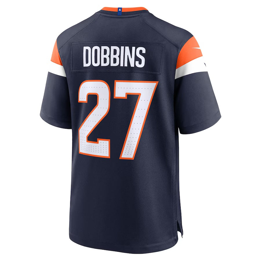 D.Broncos #27 J.K. Dobbins Navy Alternate Game American Football Jersey - Main View