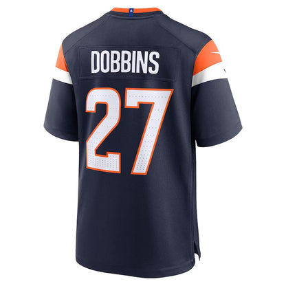 D.Broncos #27 J.K. Dobbins Navy Alternate Game American Football Jersey - Main View