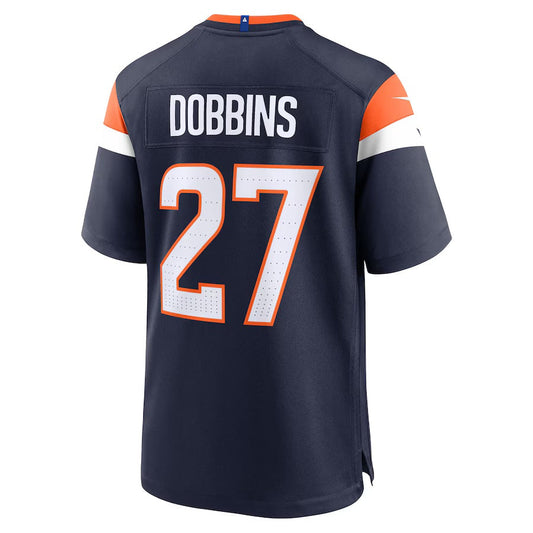 D.Broncos #27 J.K. Dobbins Navy Alternate Game American Football Jersey - Main View