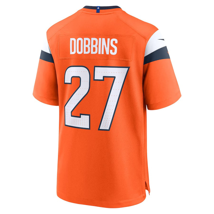 D.Broncos #27 J.K. Dobbins Orange Team Game American Football Jersey - Main View