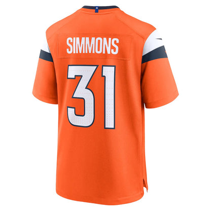 D.Broncos #31 Justin Simmons Orange Game Stitched American Football Jerseys - Main View