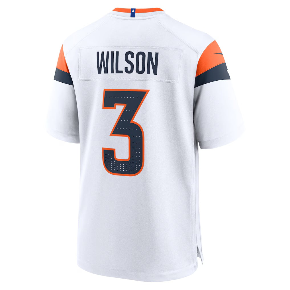 D.Broncos #3 Russell Wilson White Game Stitched American Football Jerseys - Main View