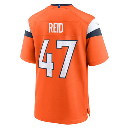 D.Broncos #47 Karene Reid Orange Team Game American Football Jersey - Main View