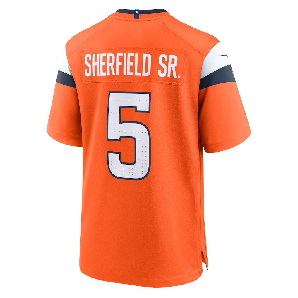 D.Broncos #5 Trent Sherfield Sr. Orange Team Game American Football Jersey - Main View