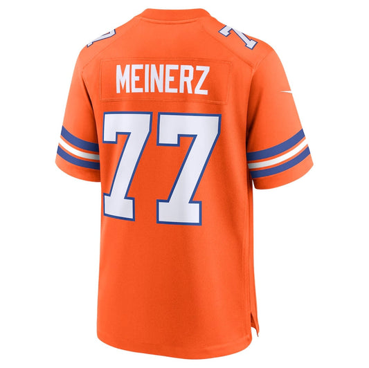 D.Broncos #77 Quinn Meinerz Orange Mile High Collection 1977 Throwback Player Game Stitched American Football Jerseys - Main View