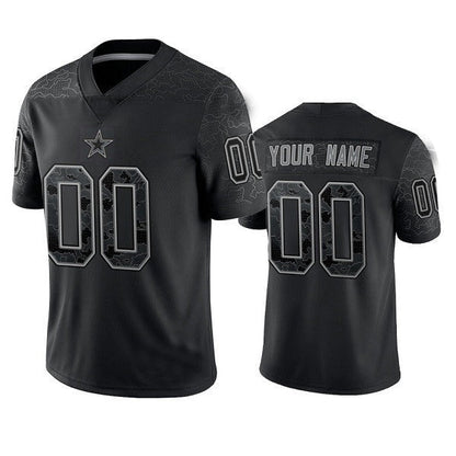 Custom D.Cowboys Active Player Black Reflective Limited Stitched Football Jerseys - Main View