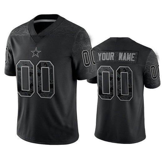 Custom D.Cowboys Active Player Black Reflective Limited Stitched Football Jerseys - Main View