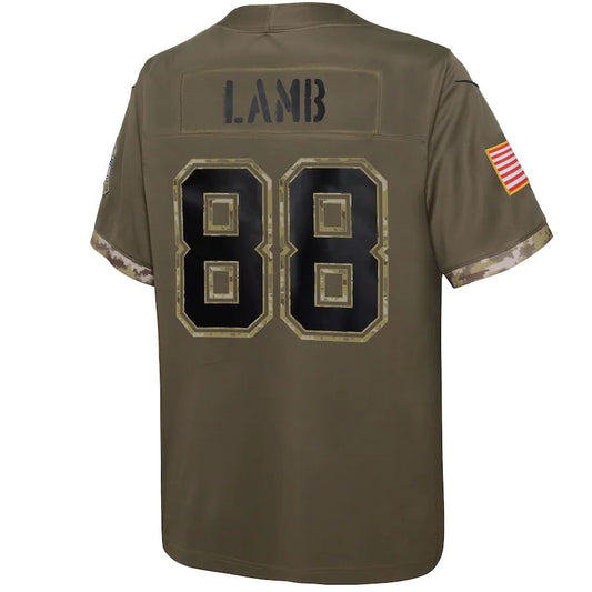 D.Cowboys #88 CeeDee Lamb Olive 2022 Salute To Service Player Limited Jersey Stitched American Football Jerseys - Main View