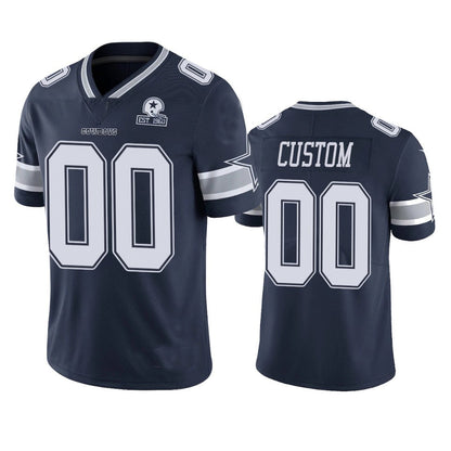 Custom D.Cowboys Navy 60th Anniversary Vapor Limited Jersey Stitched Jersey Football Jerseys - Main View