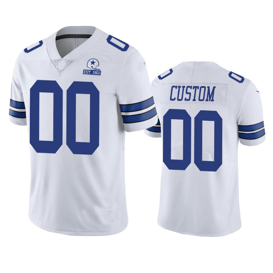 Custom D.Cowboys White 60th Anniversary Vapor Limited Jersey Stitched Jersey Football Jerseys - Main View