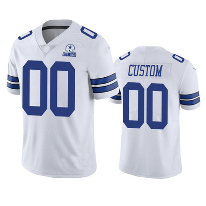 Custom D.Cowboys White 60th Anniversary Vapor Limited Jersey Stitched Jersey Football Jerseys - Main View