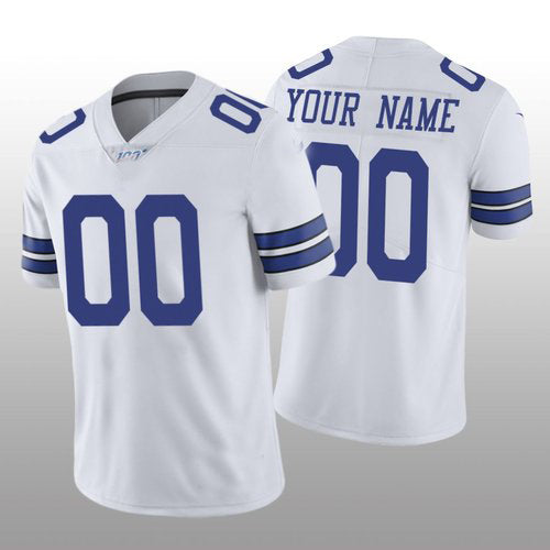 Custom D.Cowboys White Vapor Limited 100th Season Jersey Stitched Jersey Football Jerseys - Main View