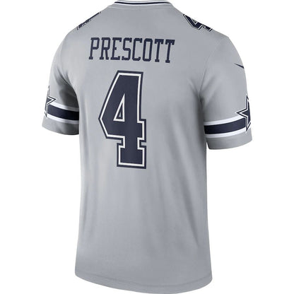 D.Cowboys #4 Dak Prescott Gray Inverted Legend Jersey Stitched American Football Jerseys - Main View