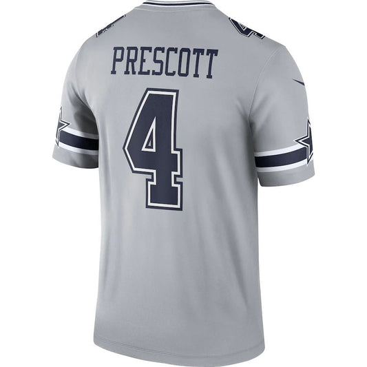 D.Cowboys #4 Dak Prescott Gray Inverted Legend Jersey Stitched American Football Jerseys - Main View