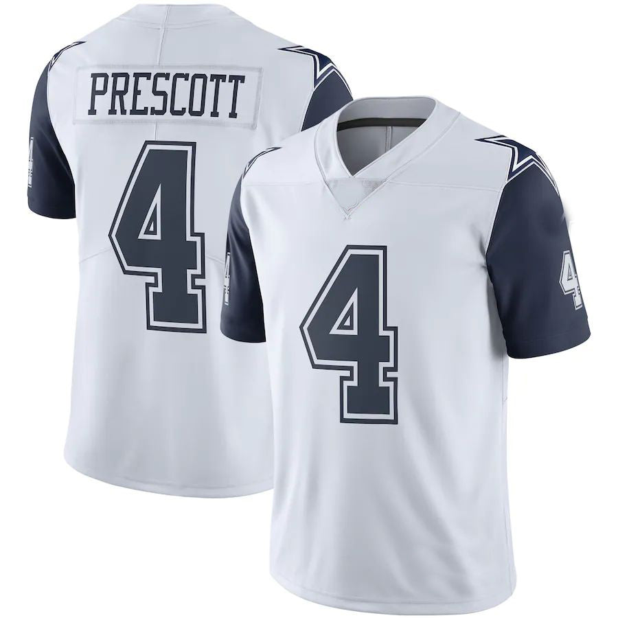 D.Cowboys #4 Dak Prescott White Color Rush Vapor Limited Jersey Stitched American Football Jerseys - Main View