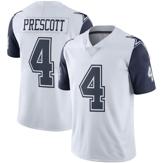D.Cowboys #4 Dak Prescott White Color Rush Vapor Limited Jersey Stitched American Football Jerseys - Main View