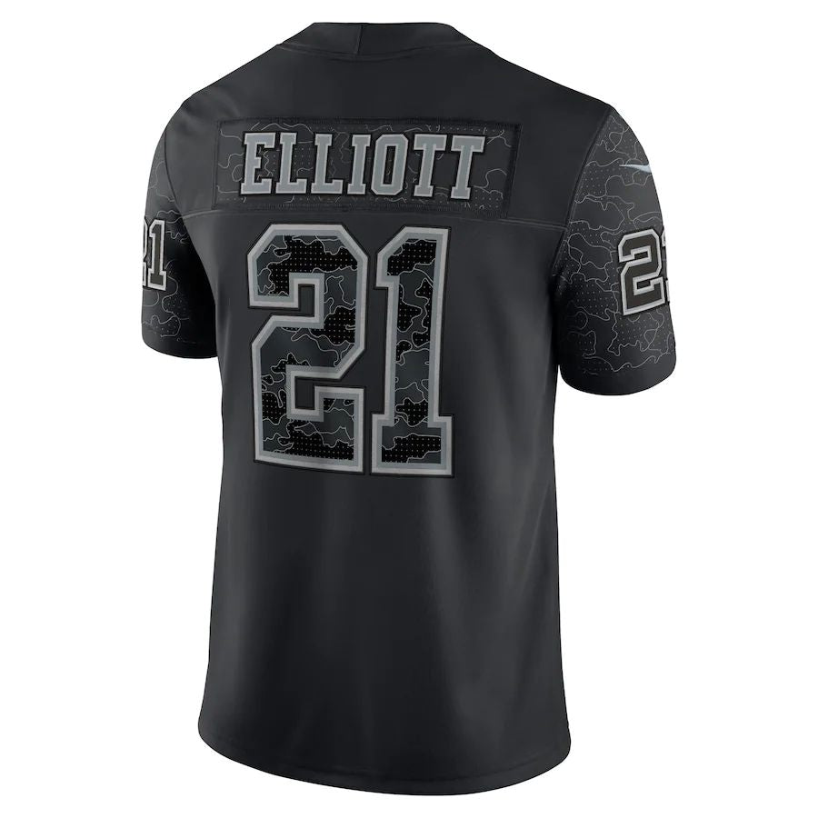 D.Cowboys #21 Ezekiel Elliott Black RFLCTV Limited Jersey Stitched American Football Jerseys - Main View