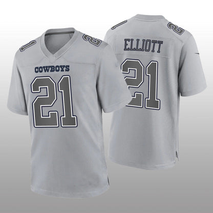 D.Cowboys #21 Ezekiel Elliott Gray Atmosphere Game Jersey Fashion Jersey American Jerseys - Main View