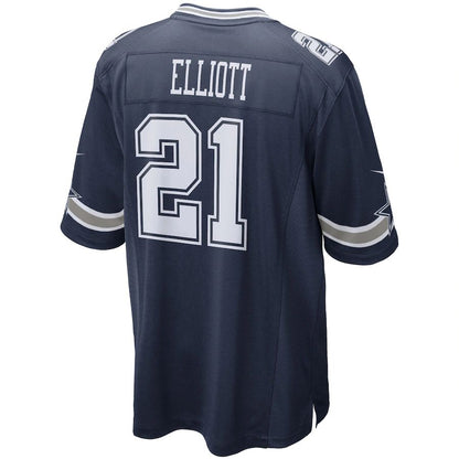 D.Cowboys #21 Ezekiel Elliott Navy Game Team Jersey Stitched American Football Jerseys - Main View