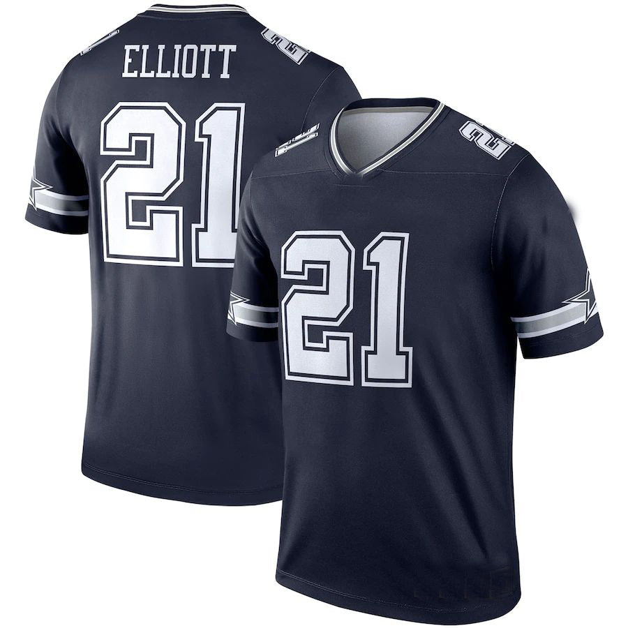 D.Cowboys #21 Ezekiel Elliott Navy Legend Player Jersey Stitched American Football Jerseys - Main View