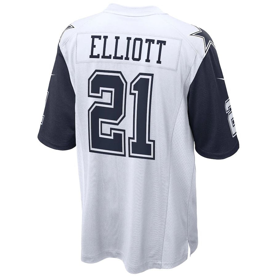 D.Cowboys #21 Ezekiel Elliott White Alternate Game Jersey Stitched American Football Jerseys - Main View