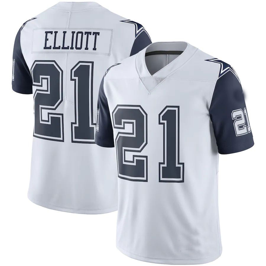 D.Cowboys #21 Ezekiel Elliott White  Color Rush Vapor Limited Jersey Stitched American Football Jerseys - Main View