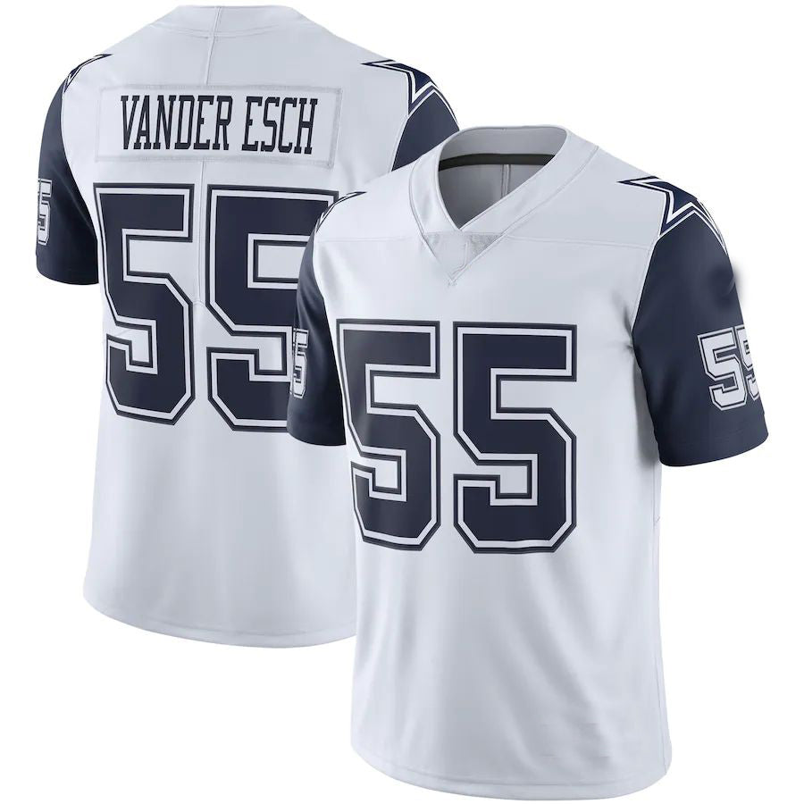 D.Cowboys #55 Leighton Vander Esch White Color Rush Vapor Limited Jersey Limited Jersey Stitched American Football Jerseys - Main View