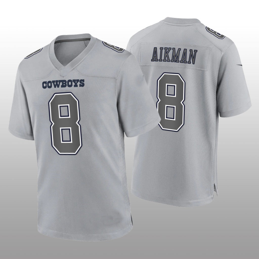 D.Cowboys #8 Troy Aikman Gray Atmosphere Game Retired Player Jersey Fashion Jersey American Jerseys - Main View
